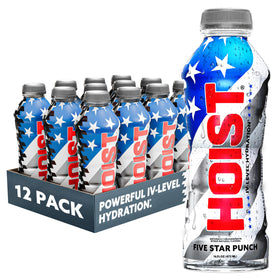 HOIST Fruit Punch bottle pour illustrating rapid hydration after workouts