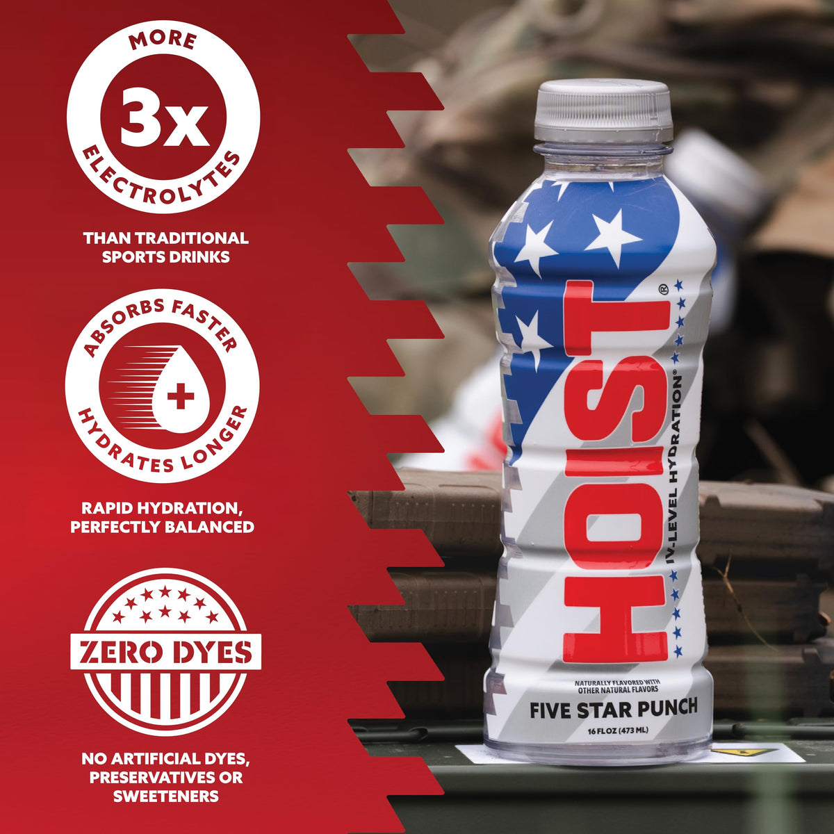 HOIST pack of 12 bottles, convenient hydration for teams and workouts