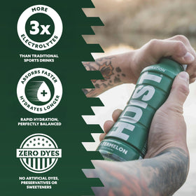 HOIST Premium Military Hydration label closeup with clean ingredients.