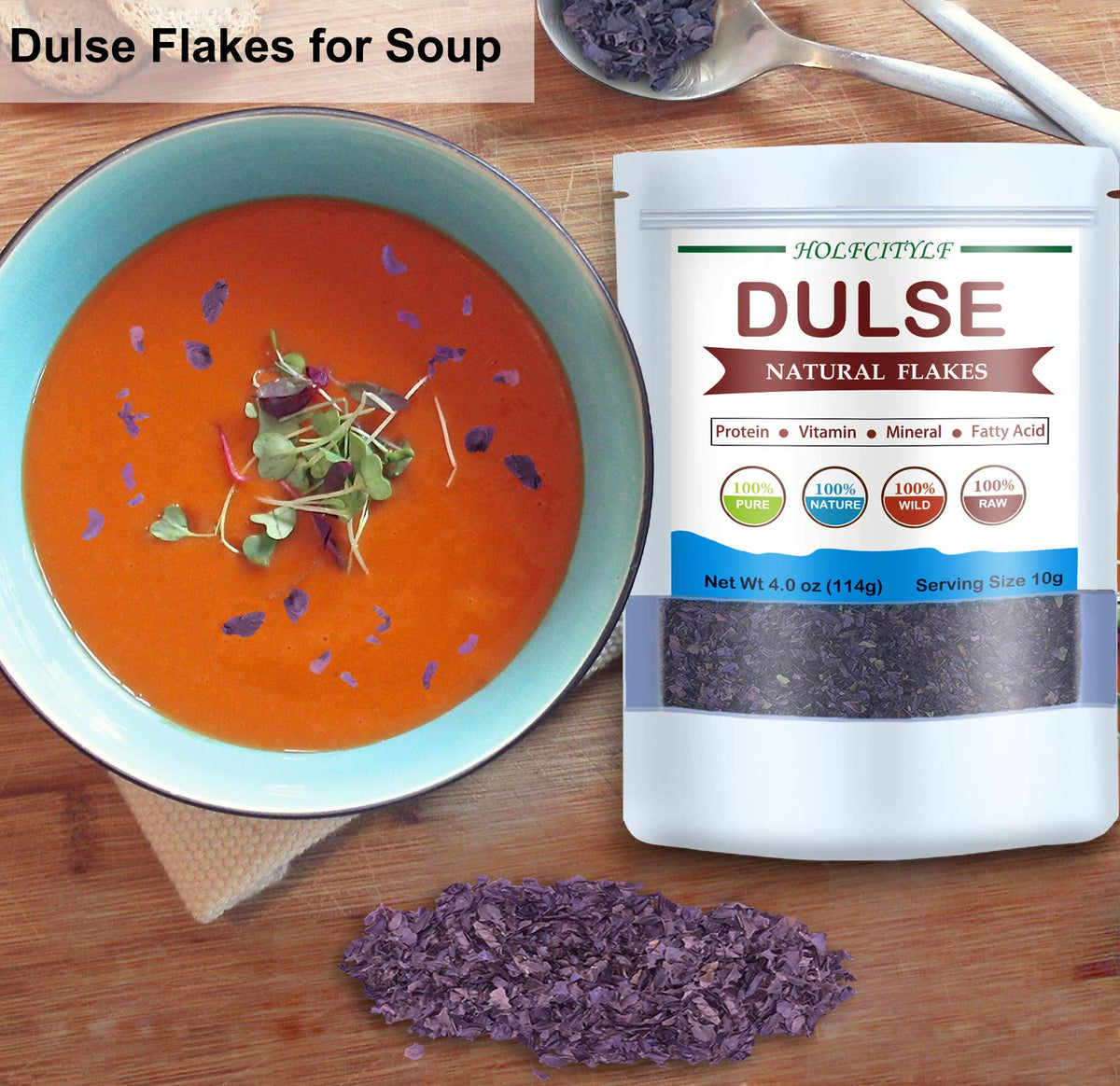 Holfcitylf HOLFLYING dulse flakes package front with branding