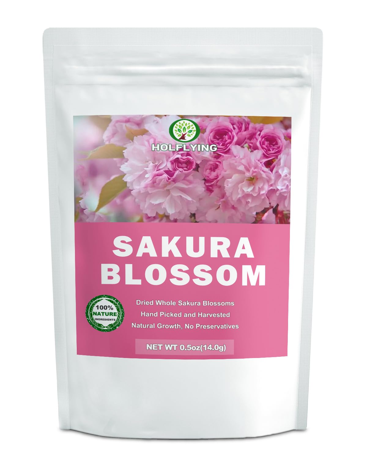 HOLFLYING Sakura blossoms for tea infusion with delicate aroma and color
