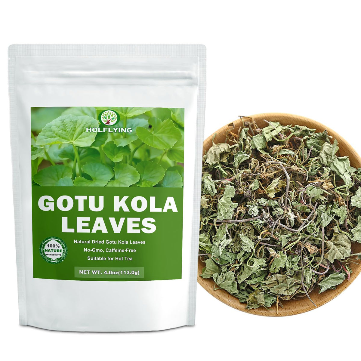 HOLFLYING Gotu Kola tea steeping in a cup for a calming brew