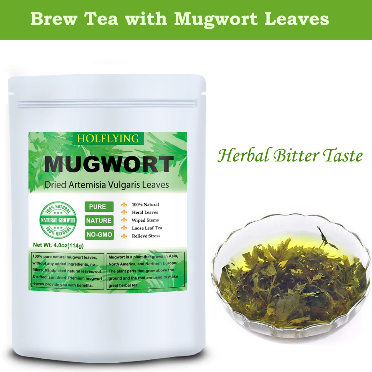 HOLFLYING mugwort leaves for pillow stuffing and bath herbs.