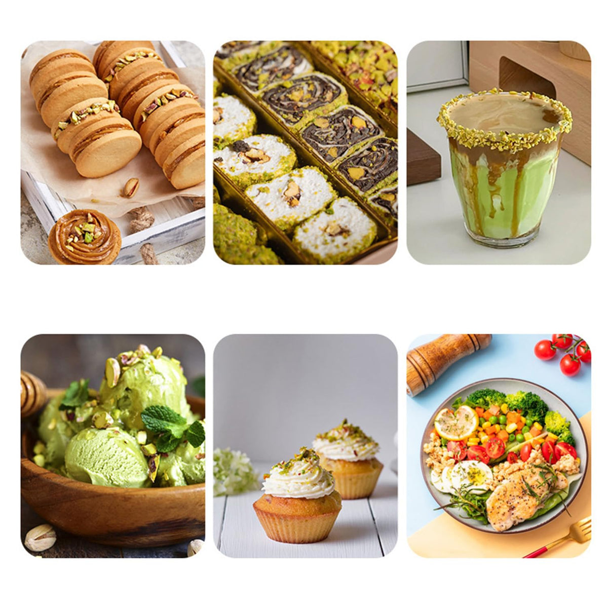 HOLFLYING chopped pistachios add gourmet texture to desserts and savory bowls.