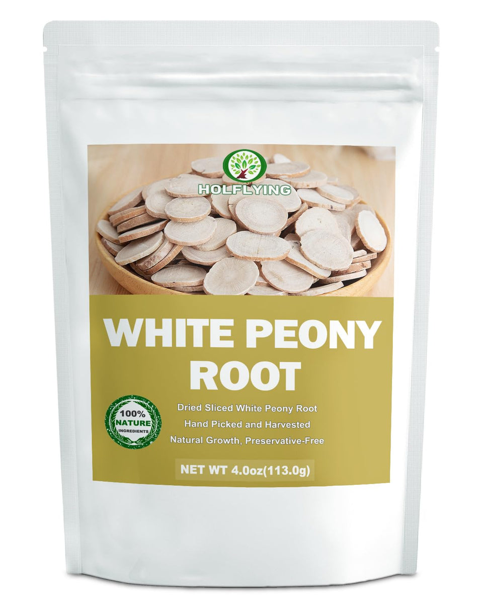 HOLFLYING Premium White Peony Root Slices pack, ideal for a soothing, caffeine-free tea.