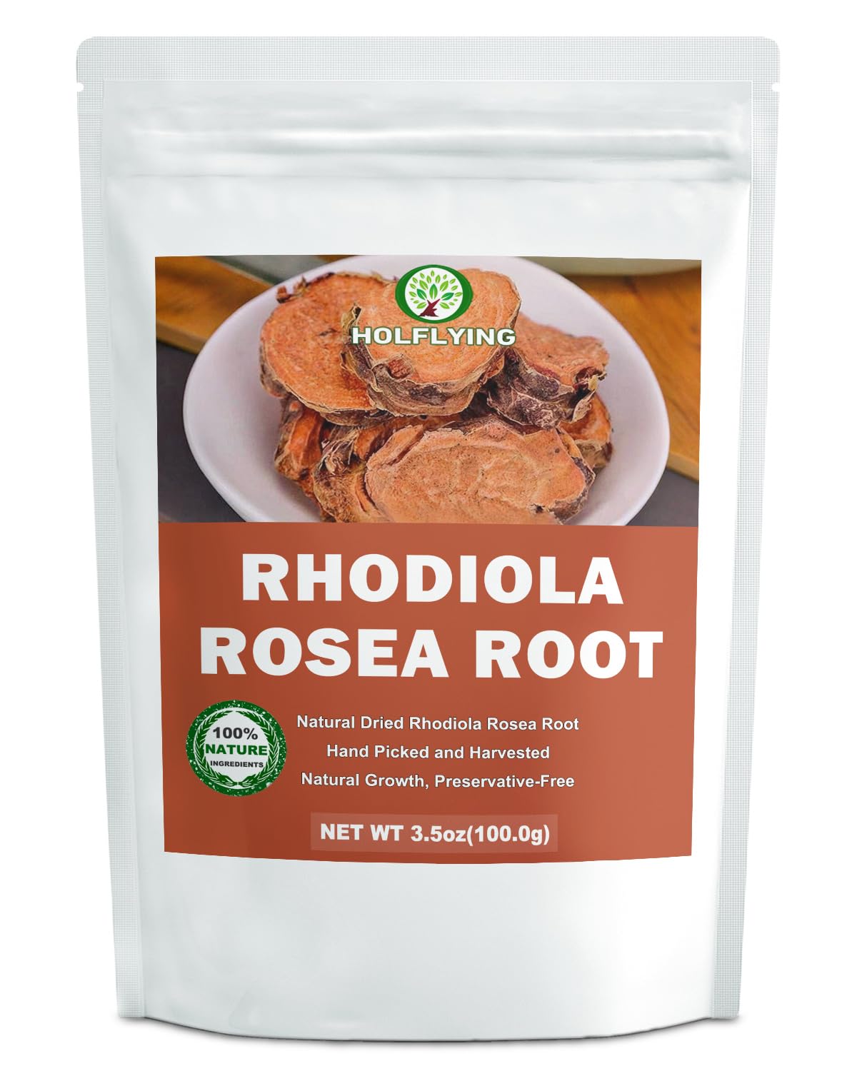 HOLFLYING rhodiola root tea slices brew a caffeine-free, earthy cup.