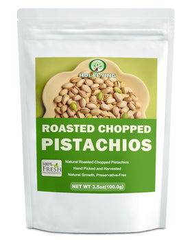 HOLFLYING roasted pistachio chopped in a resealable bag preserves freshness for quick snacking.