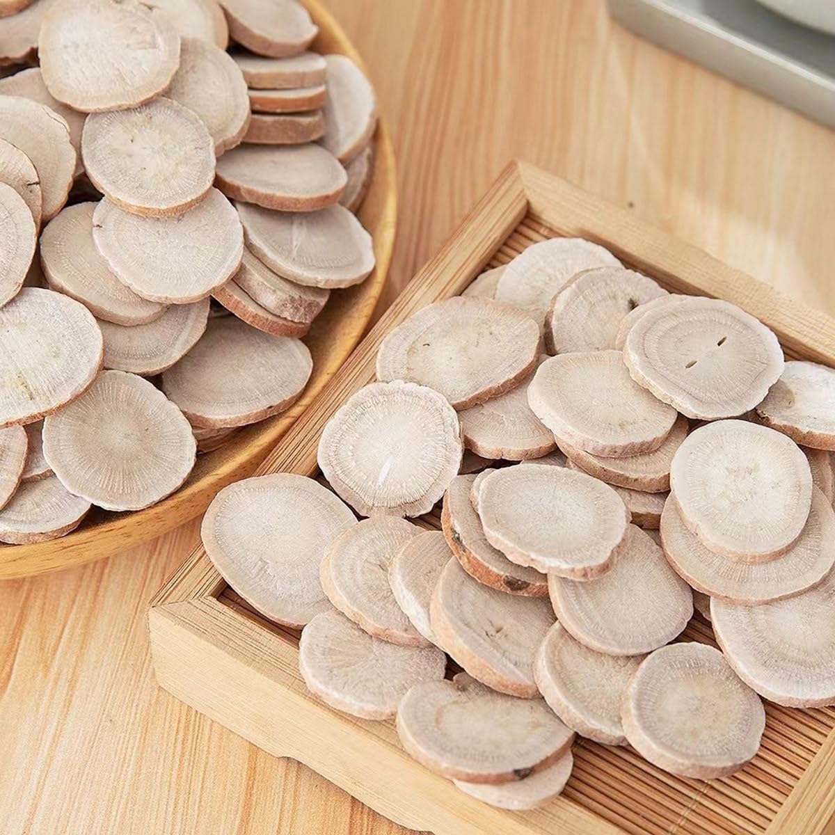 HOLFLYING White Peony Root Slices farm-harvest imagery emphasizes responsible sourcing.
