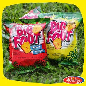 Holiday Big Foot spicy cheese puffs on the go, ideal for travel snacks