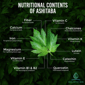 Holistic Bin ashitaba powder in a smoothie, highlighting versatility.