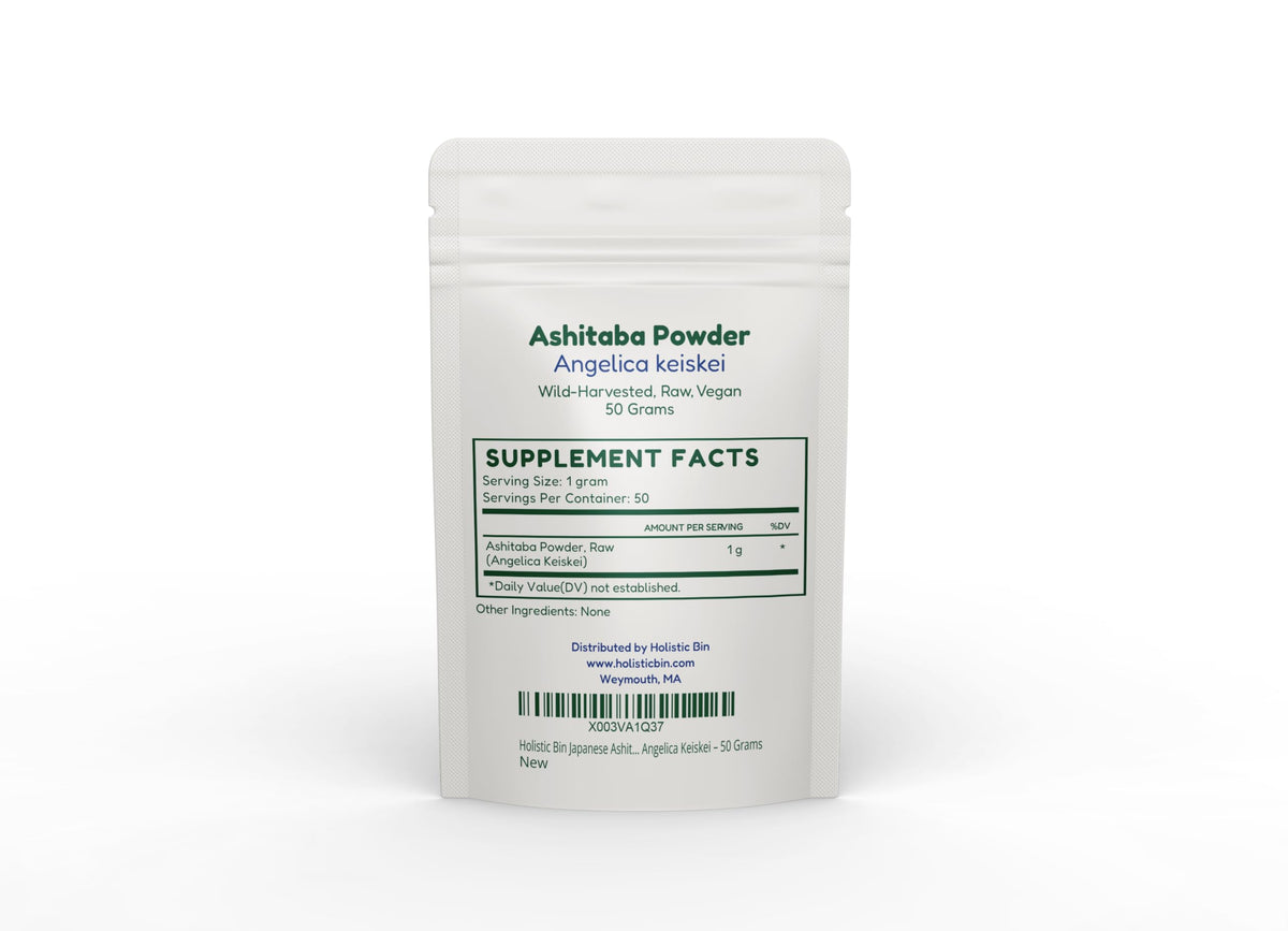 Holistic Bin ashitaba powder texture close-up, easily blends into drinks.