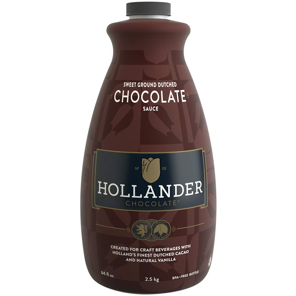Hollander Chocolate Dutched Chocolate Café Sauce bottle for mochas and desserts.