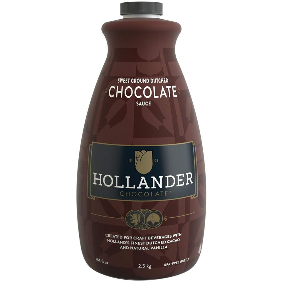 Hollander Chocolate Dutched Chocolate Café Sauce bottle for mochas and desserts.