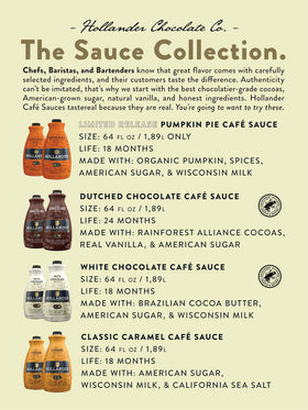 Hollander Pumpkin Pie Sauce 91 oz bottle with pump ideal for cafe use.