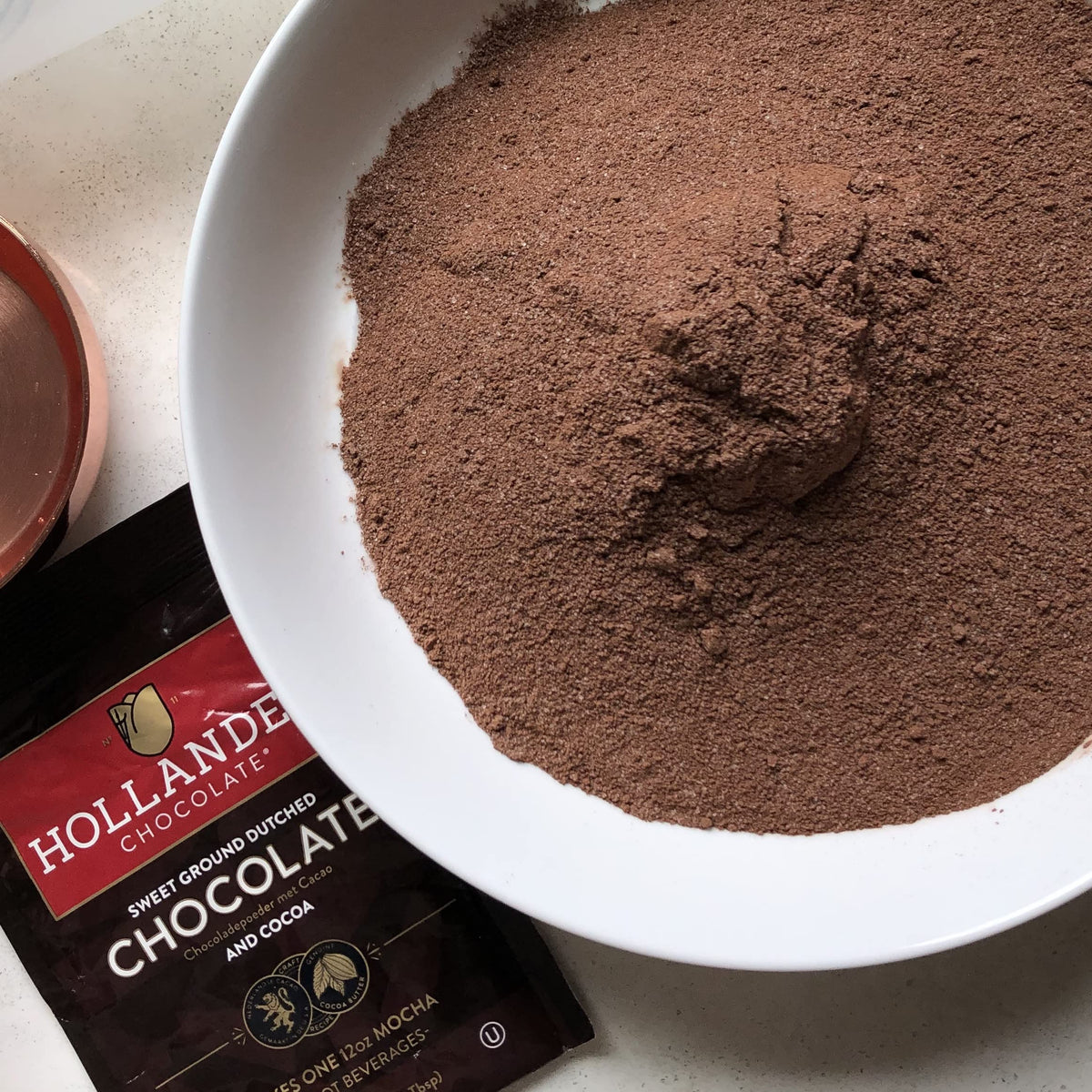 Hollander Sweet Ground Dutched Chocolate Powder label features clean-label ingredients