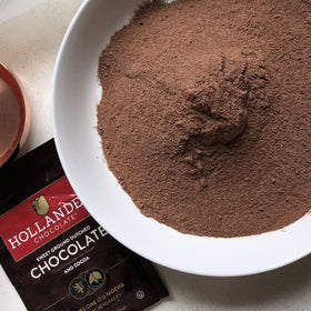 Hollander Sweet Ground Dutched Chocolate Powder label features clean-label ingredients
