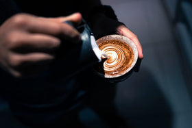 Hollander Sweet Ground Dutched Chocolate Powder pour-over setup demonstrates versatile beverage potential