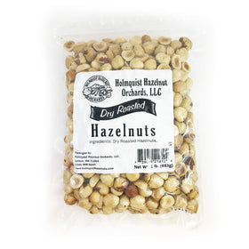Holmquist Hazelnuts dry roasted 1lb bag offer a crunchy, unsalted snack.