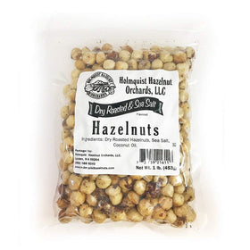 Holmquist Hazelnuts dry roasted sea salt in bowl, a heart-healthy snack option.
