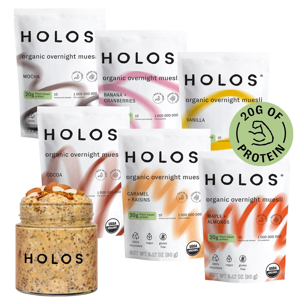 HOLOS protein overnight oats cup ready to eat breakfast