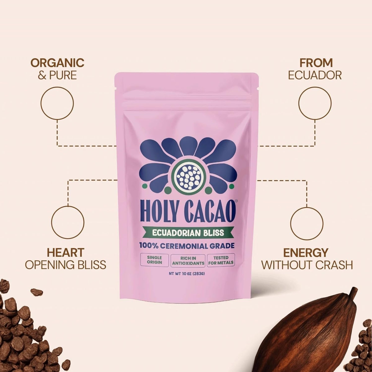 Holy Cacao Ecuadorian Bliss hot cacao cup for mindful ritual enjoyment