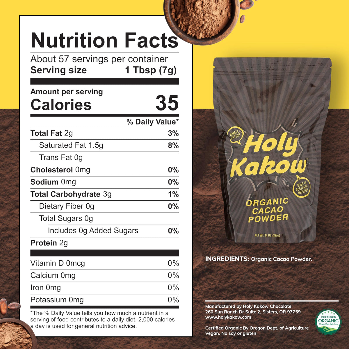 Holy Kakow cacao powder enhancing chocolate aroma in a cake