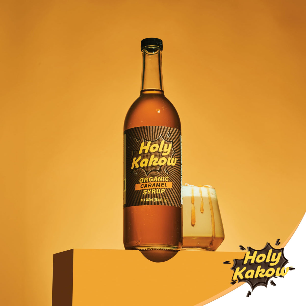 Holy Kakow Cafe Organic Caramel Syrup real-food ingredients close-up