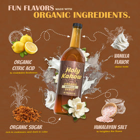 Holy Kakow Vanilla Syrup latte serve emphasizes pourable flavor for signature espresso drinks