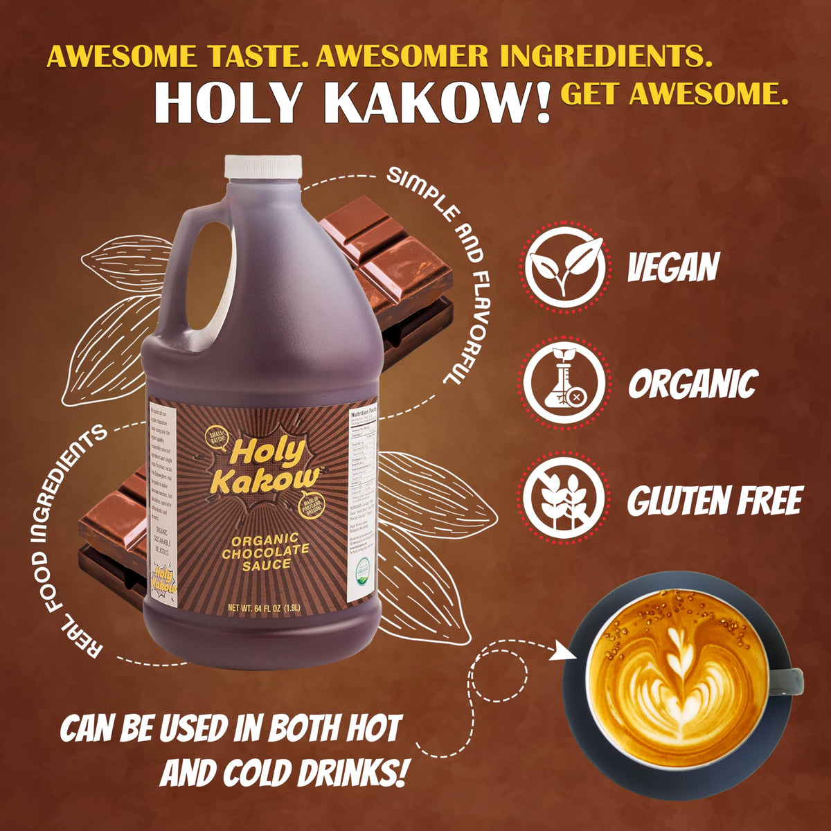 Holy Kakow Chocolate Syrup drizzle over ice cream for a rich finish.
