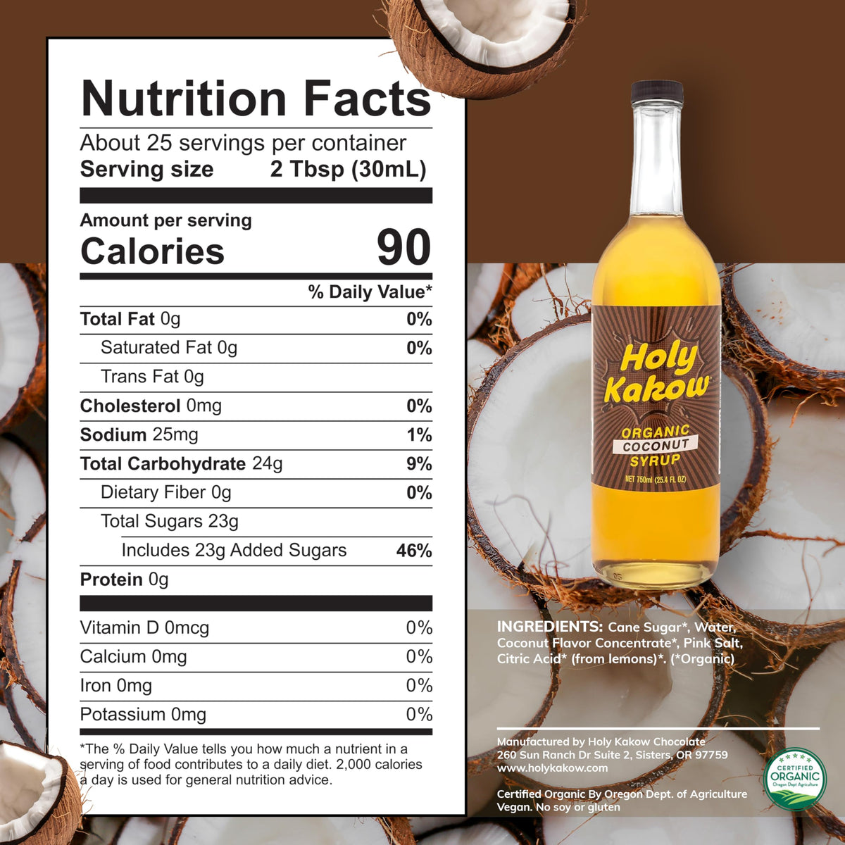 Holy Kakow Coconut Syrup in a coffee cup releasing tropical aroma.
