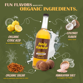 Holy Kakow Coconut Syrup ingredients scene featuring real-food components.