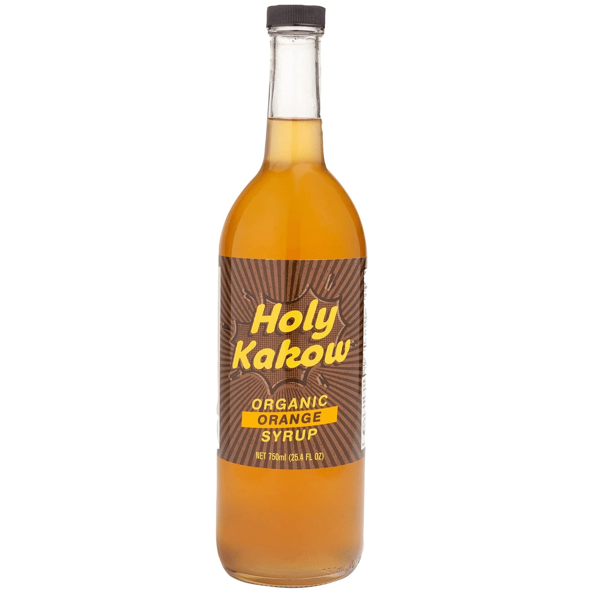 Holy Kakow orange syrup bottle pour enhances coffee flavor with authentic citrus notes