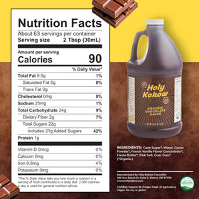 Holy Kakow Organic Chocolate Syrup close-up highlights depth from Colombian sugar.