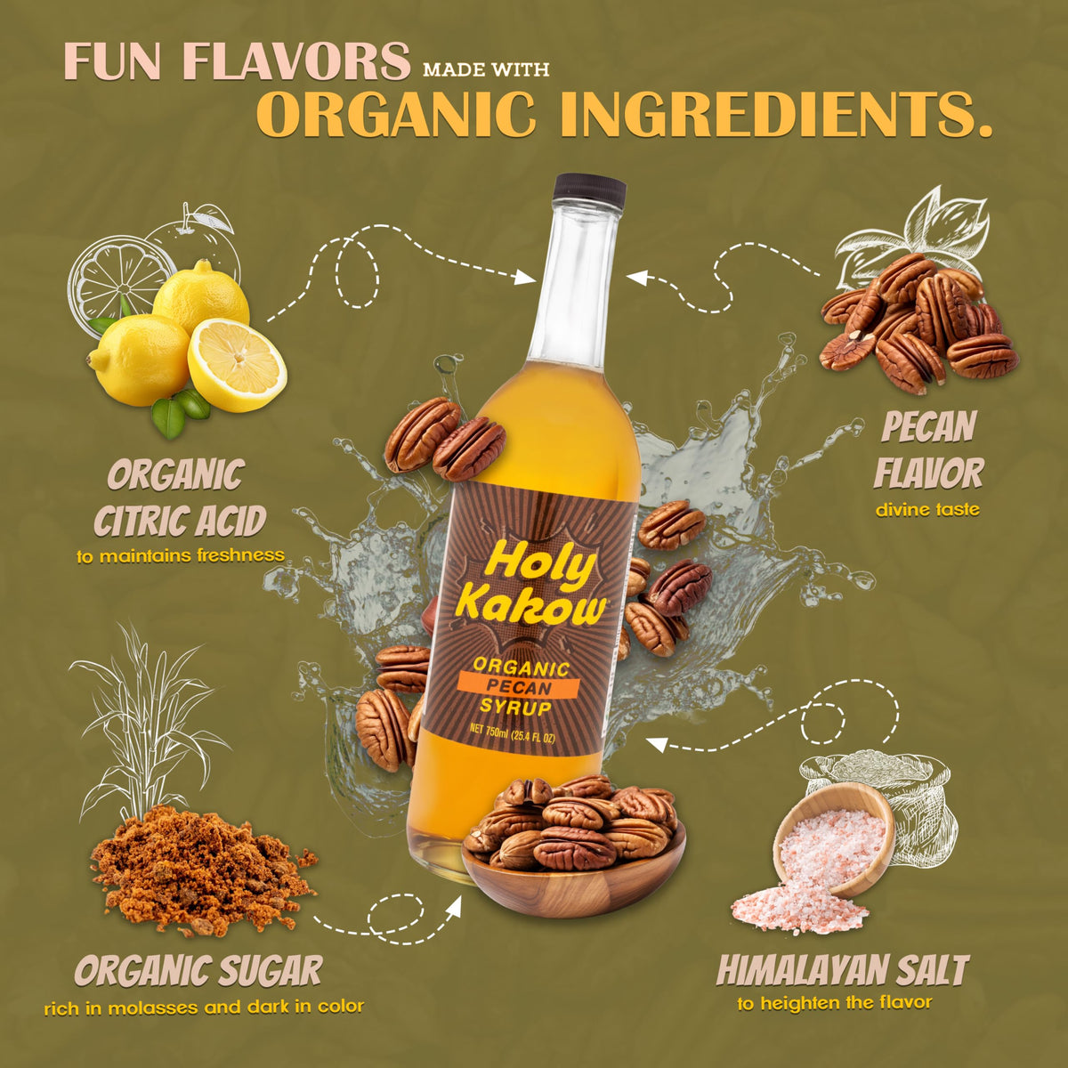 Pecan syrup in a cocktail glass highlighting versatile use in drinks