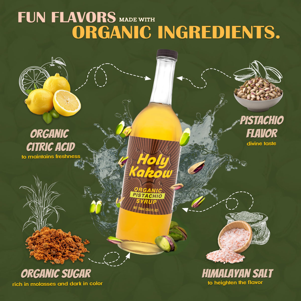 Holy Kakow Pistachio Syrup cocktail-serve elevates drinks with a balanced pistachio note.