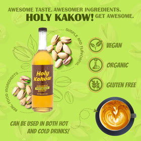 Holy Kakow Pistachio Syrup pour creates creamy latte art with a nutty aroma.