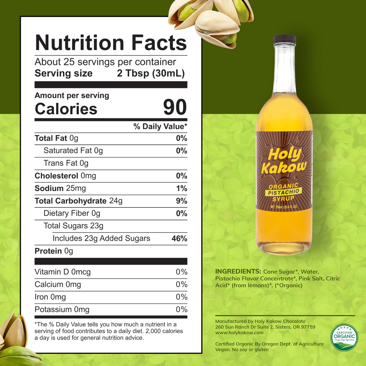 Holy Kakow Pistachio Syrup shake-mix adds depth to shakes and desserts.