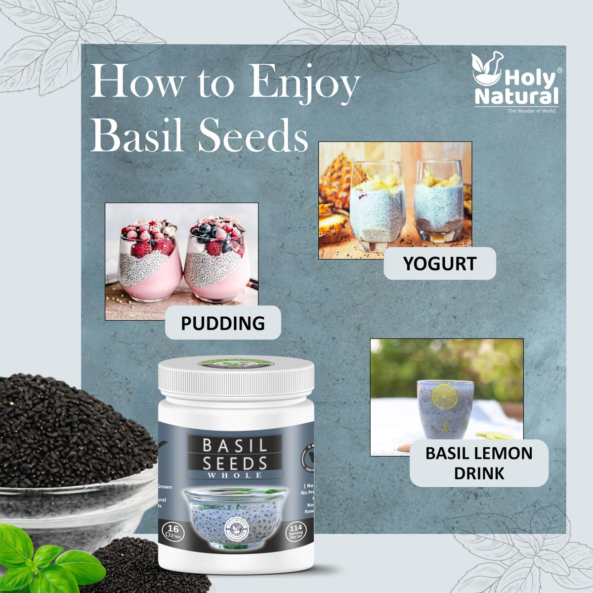Holy Natural Basil Seeds in milkshake adding thickness and fiber
