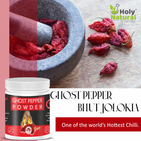Holy Natural Ghost Pepper Powder packaging signals premium quality and purity