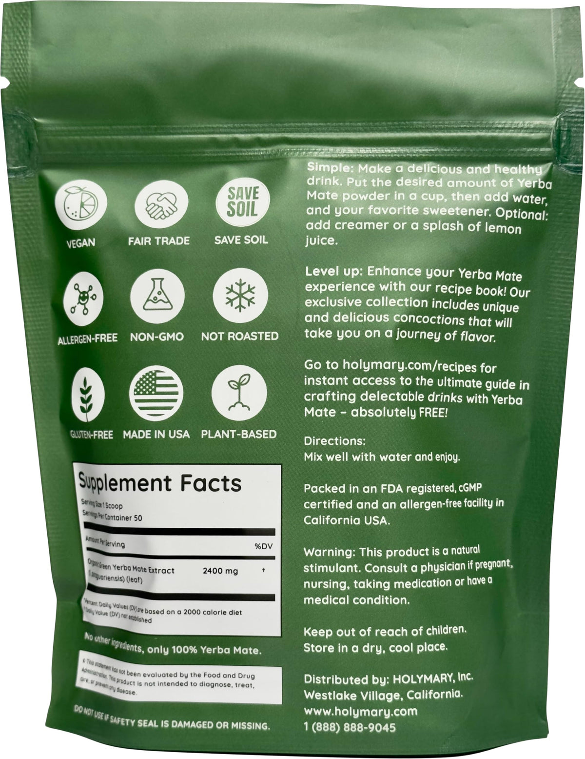A cup of HOLYMARY Yerba Mate Instant Tea supports natural energy during the day.