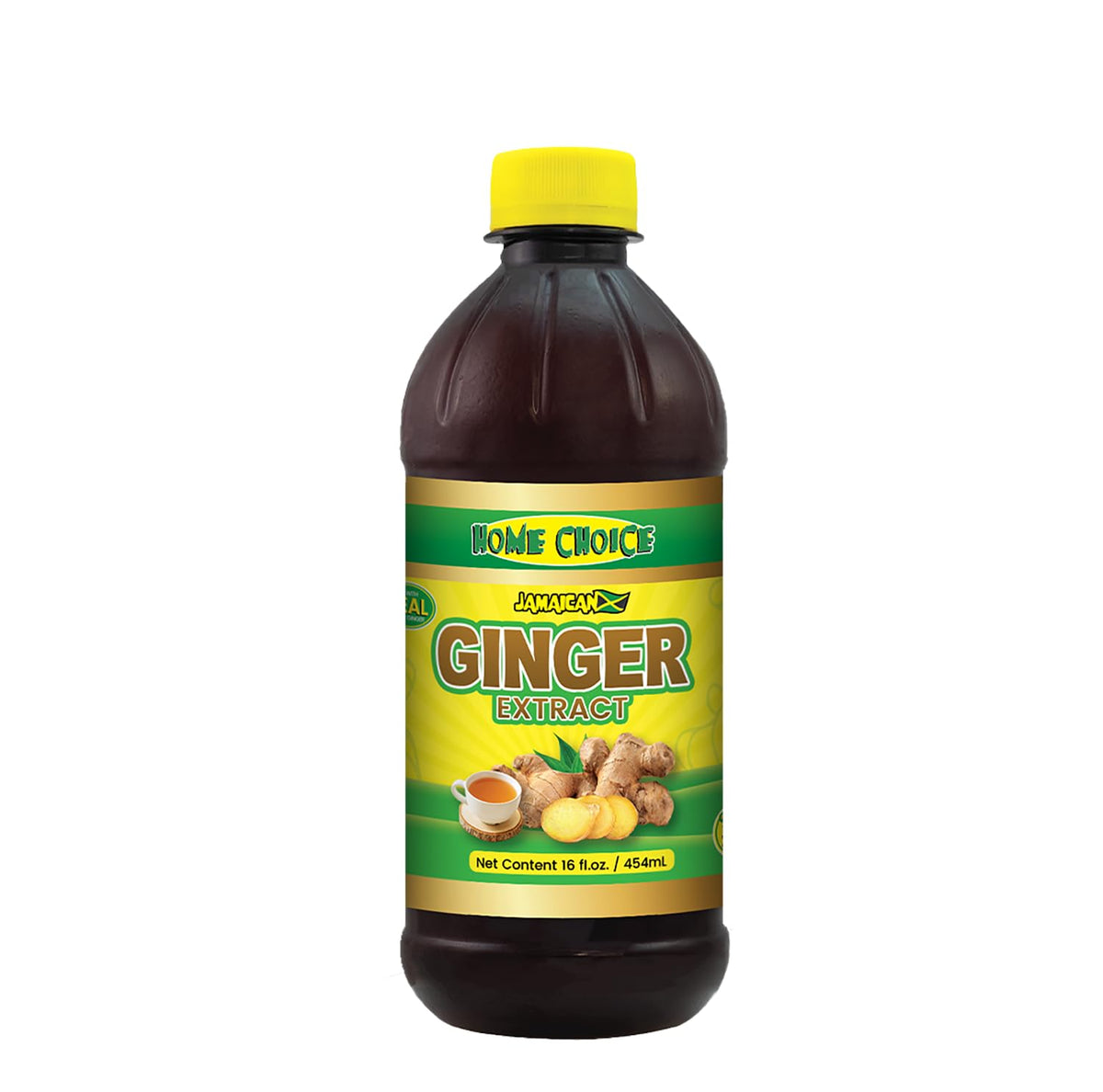 Home Choice Jamaican ginger extract bottle on kitchen counter for bold beverages