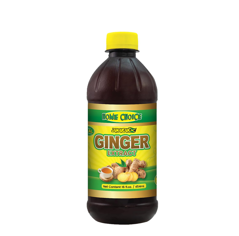 Home Choice Jamaican ginger extract bottle on kitchen counter for bold beverages