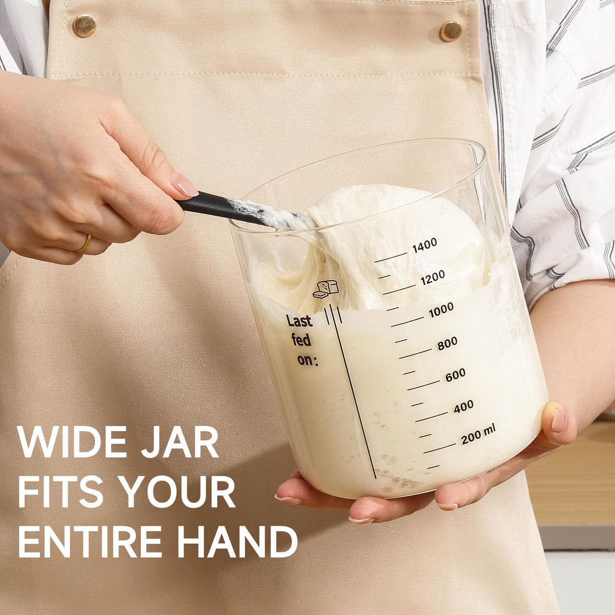 HomeFeel starter jar wide mouth for easy feeding and cleaning.