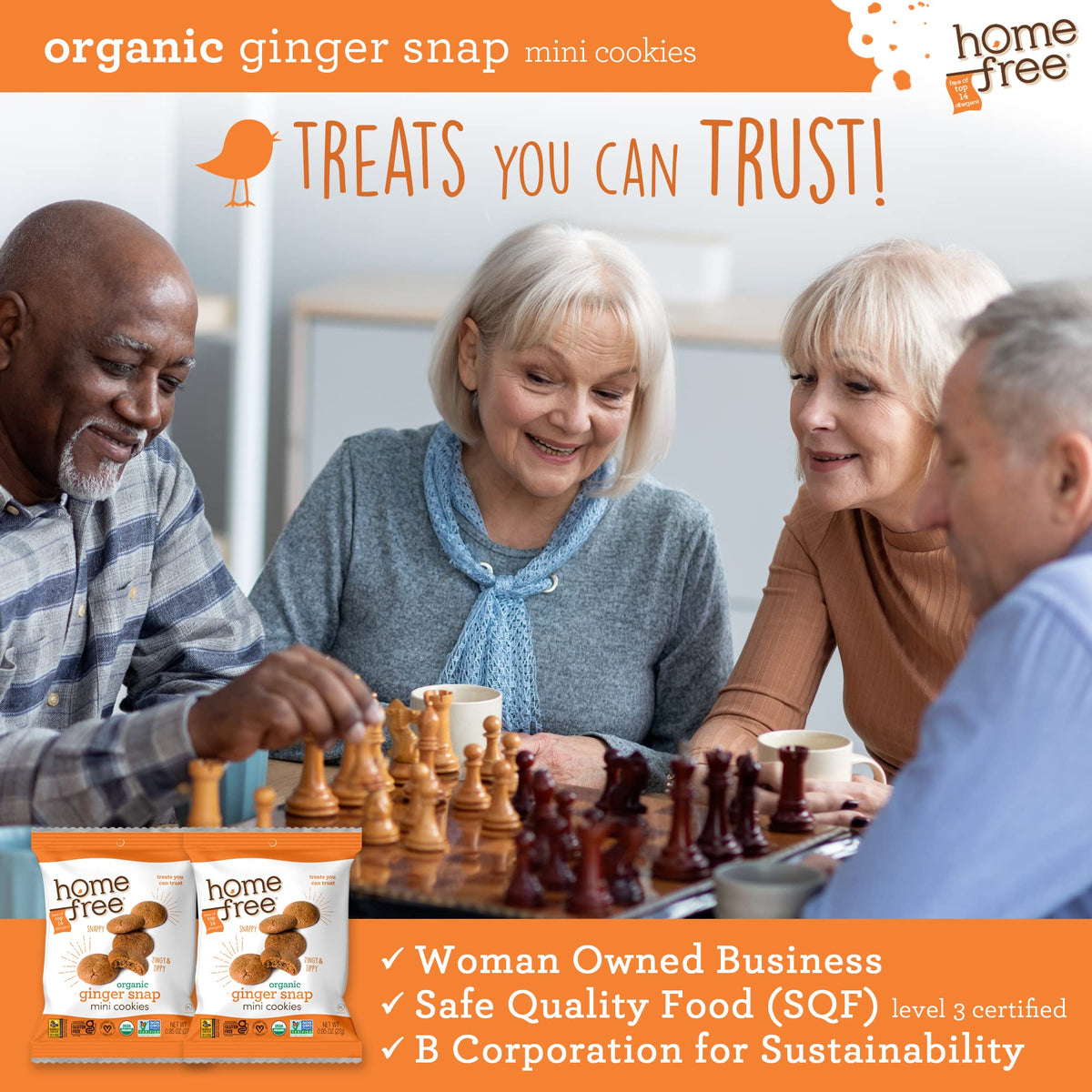 Homefree Gluten-free ginger snap with no top 14 allergens