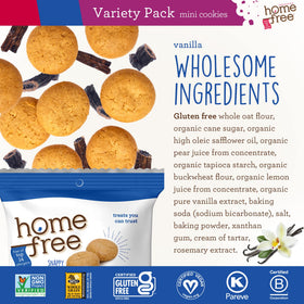 Homefree kitchen with nut-free facility logo for allergy-conscious production.