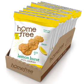 Homefree Lemon Burst Mini Cookies pack-10-1oz, convenient gluten-free snack.