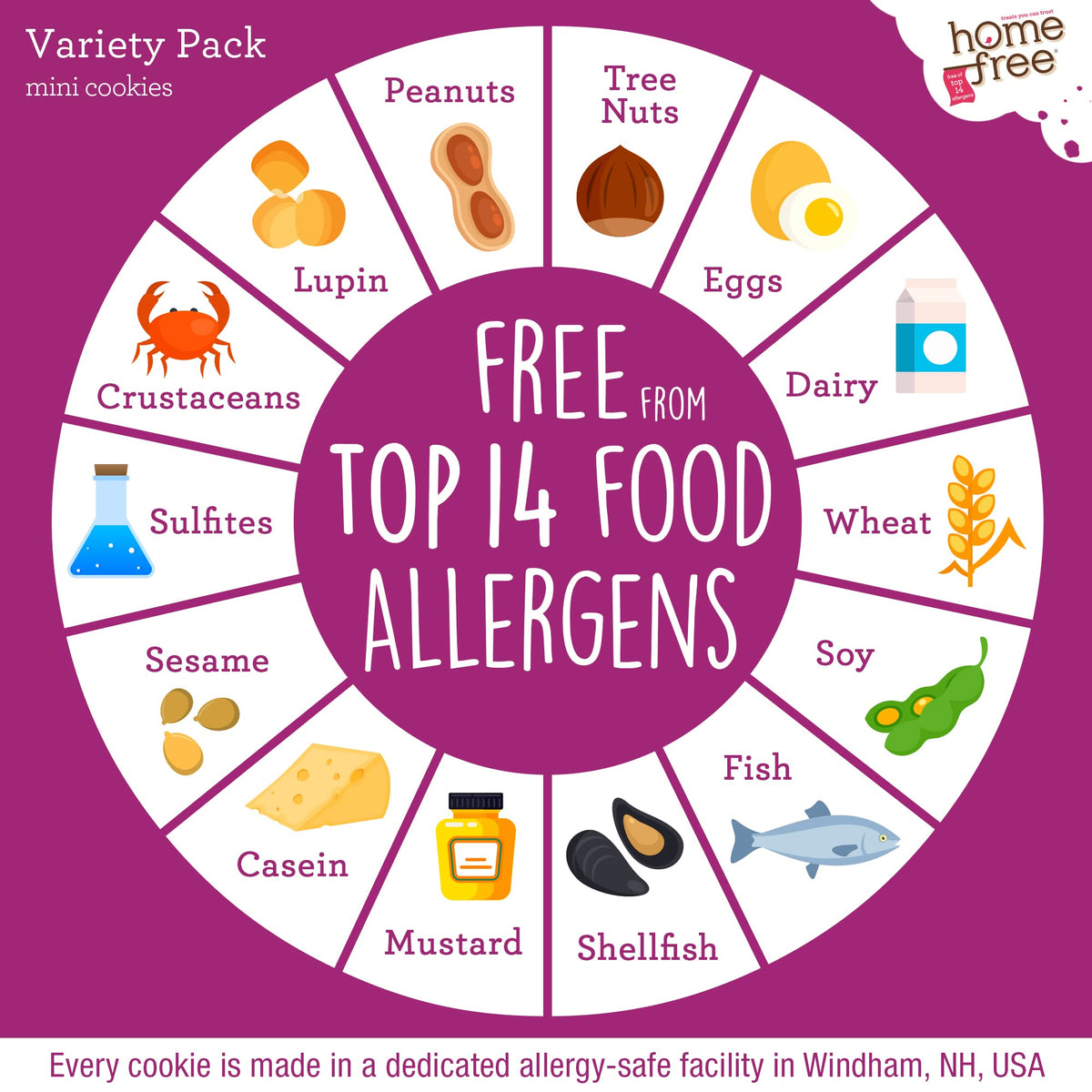 Homefree gluten-free mini cookies vanilla wafers pack30 for crisp, light snacking.