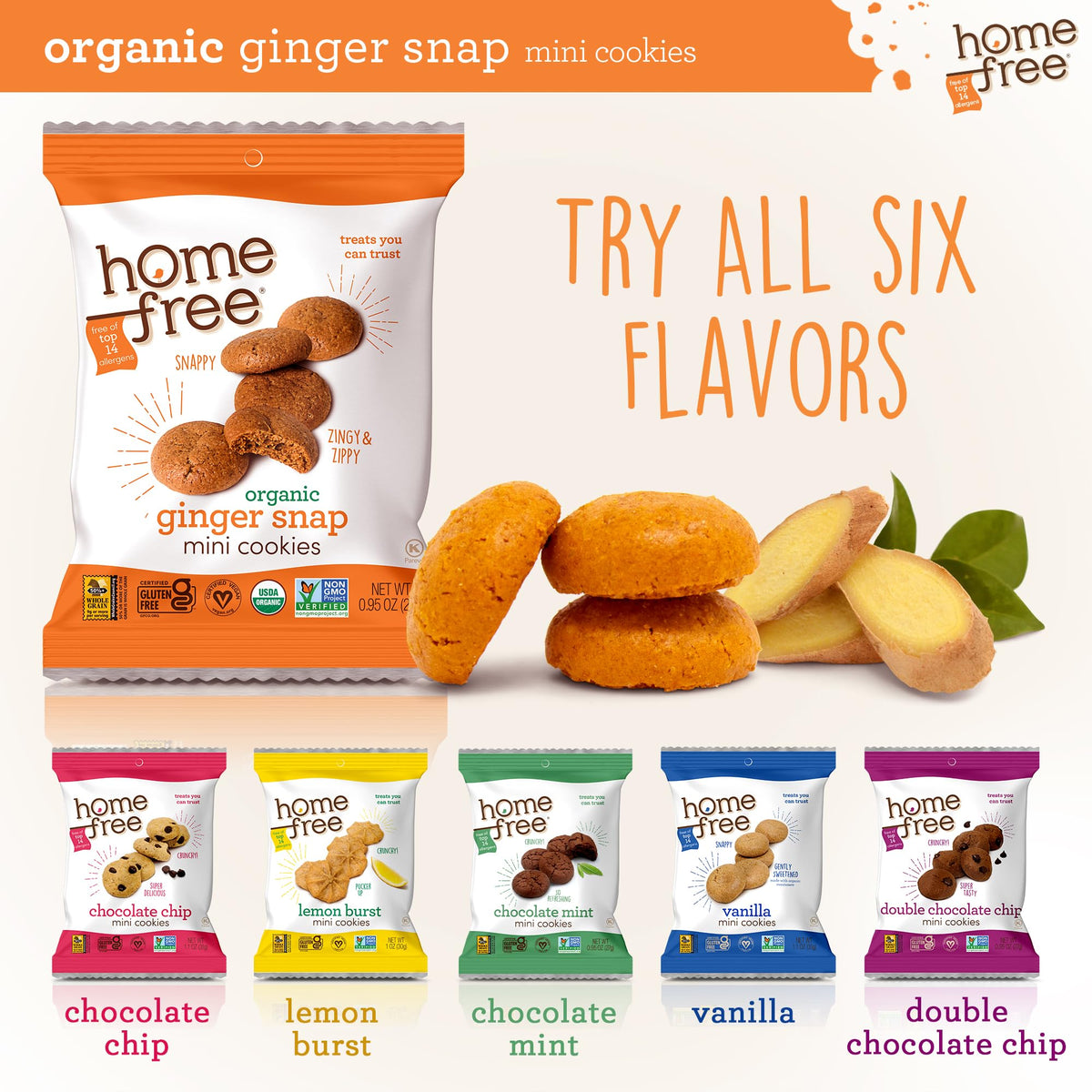 Homefree ginger snap pack in lunchbox ready-to-go