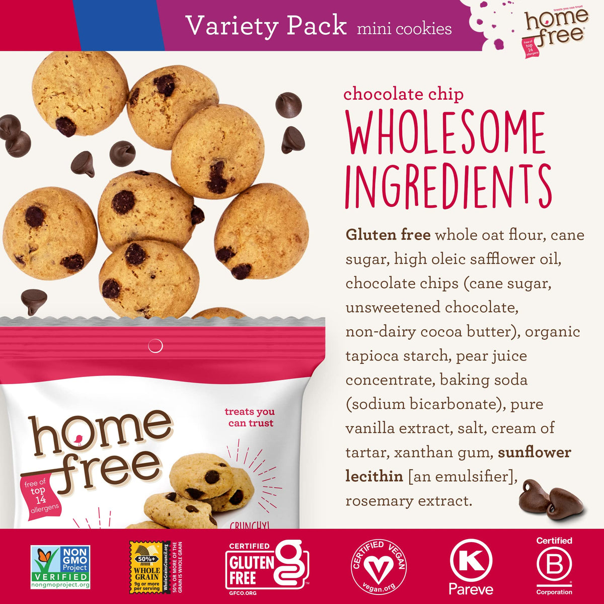 Homefree snack multipack front view showing convenient single-serve portions.