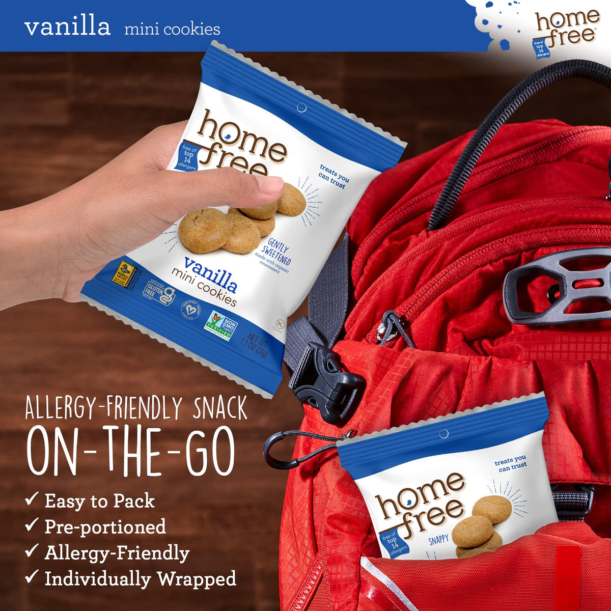 Homefree vanilla snap cookies close-up highlighting crisp texture and vanilla aroma.